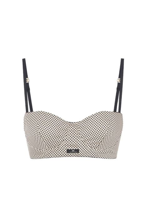 Top Elisabetta Franchi donna RG00452E2 E84 a  pois burro nero a bretelle regolabili ELISABETTA FRANCHI | Top | RG00452E2E84